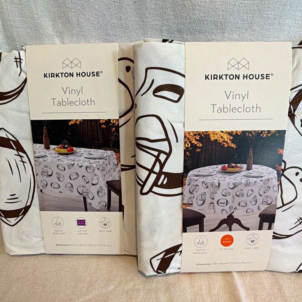 Kirkton House Easy Care Vinyl/PEVA Football Tablecloth oblong 52” or  round 70”